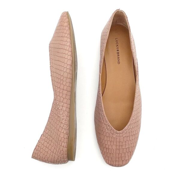 Lucky Brand Alba Ballet Flat in Dusty Mauve Croc Embossed Leather Size 9.5 - Picture 15 of 16